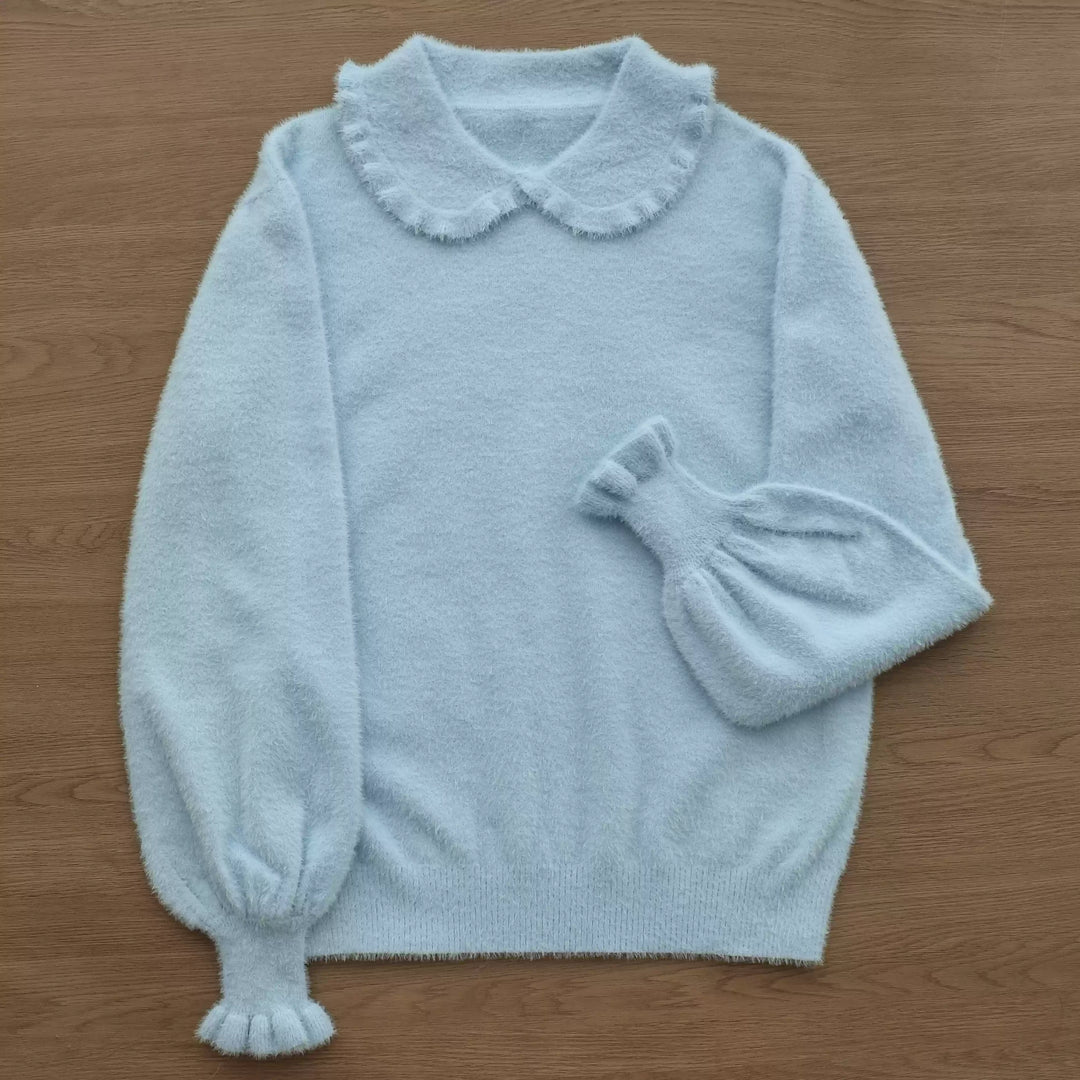 MIST~Kawai Lolita War Turtleneck Knitwear S Blue (Peter Pan Collar) 