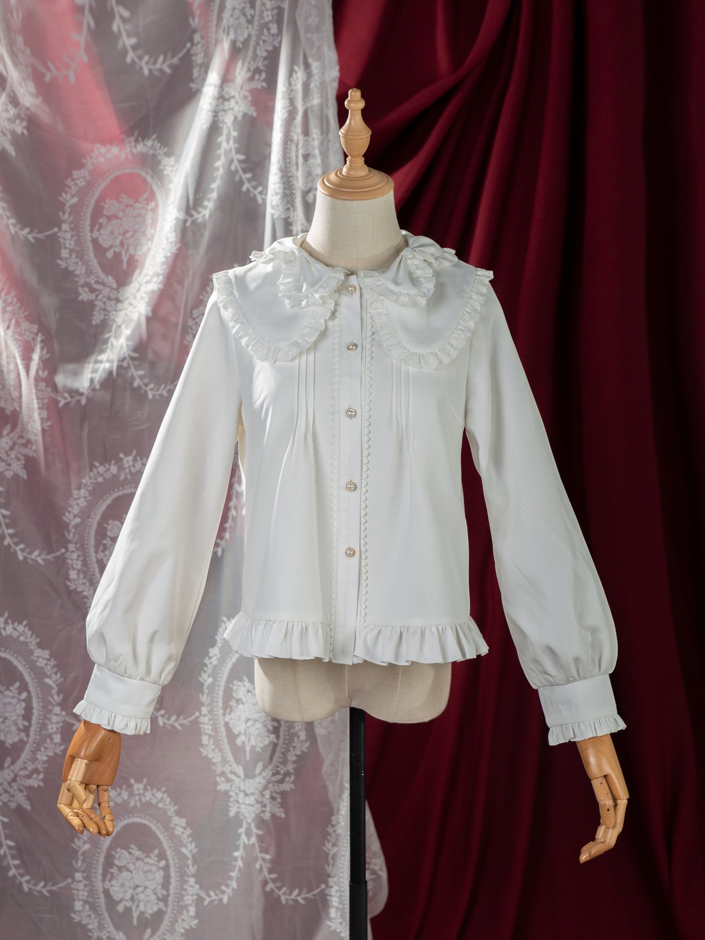 3 Puppets~Phalaenopsis~Doll collar Kawaii Lolita Cotton Shirt   