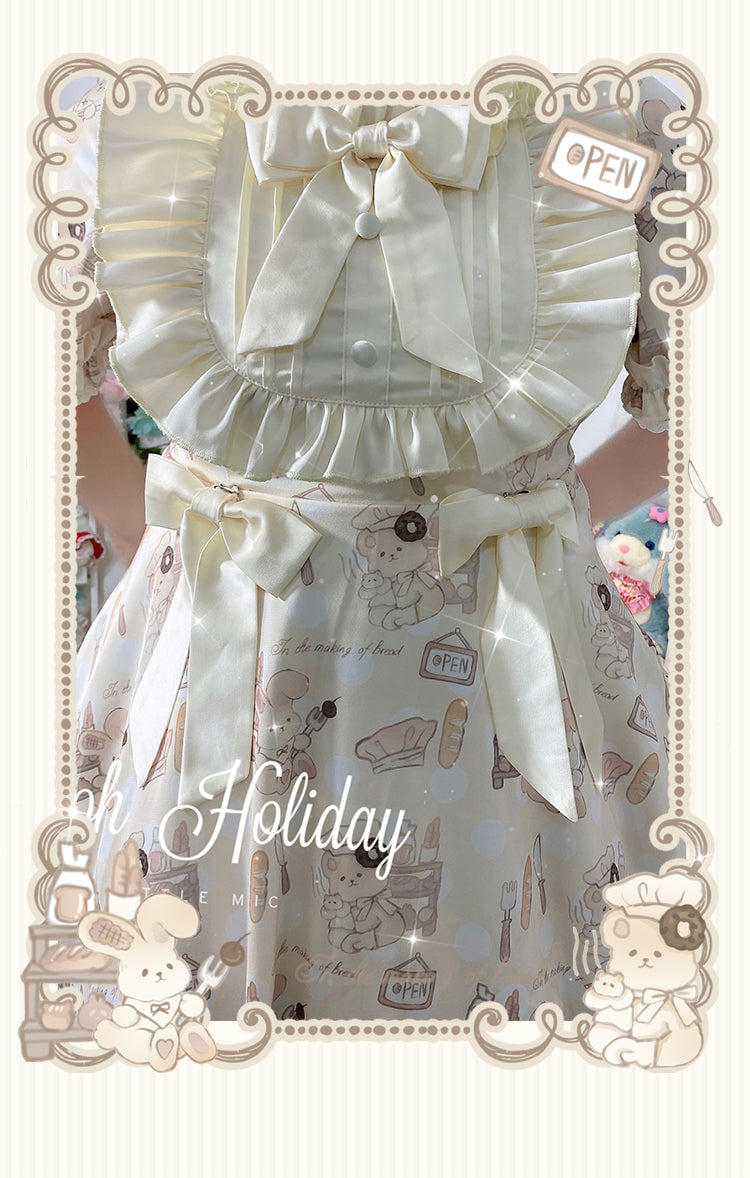 Naomistudio~Cartoon Dogs~Sweet Lolita OP Bows Dress Plus OP   