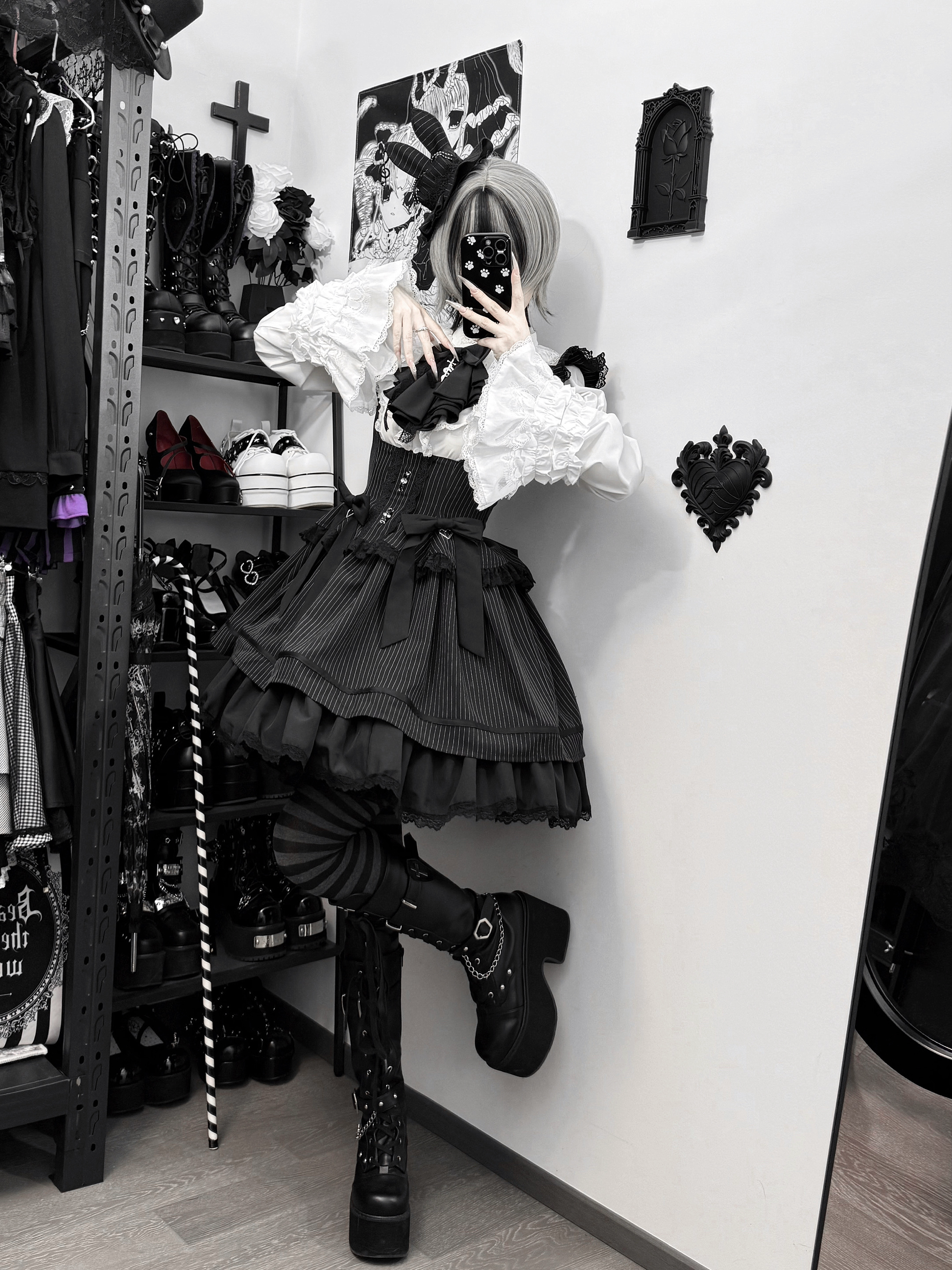 Moon Oath - Gothic Lolita Bust-supporting JSK Dress, Striped Style 44489:811259