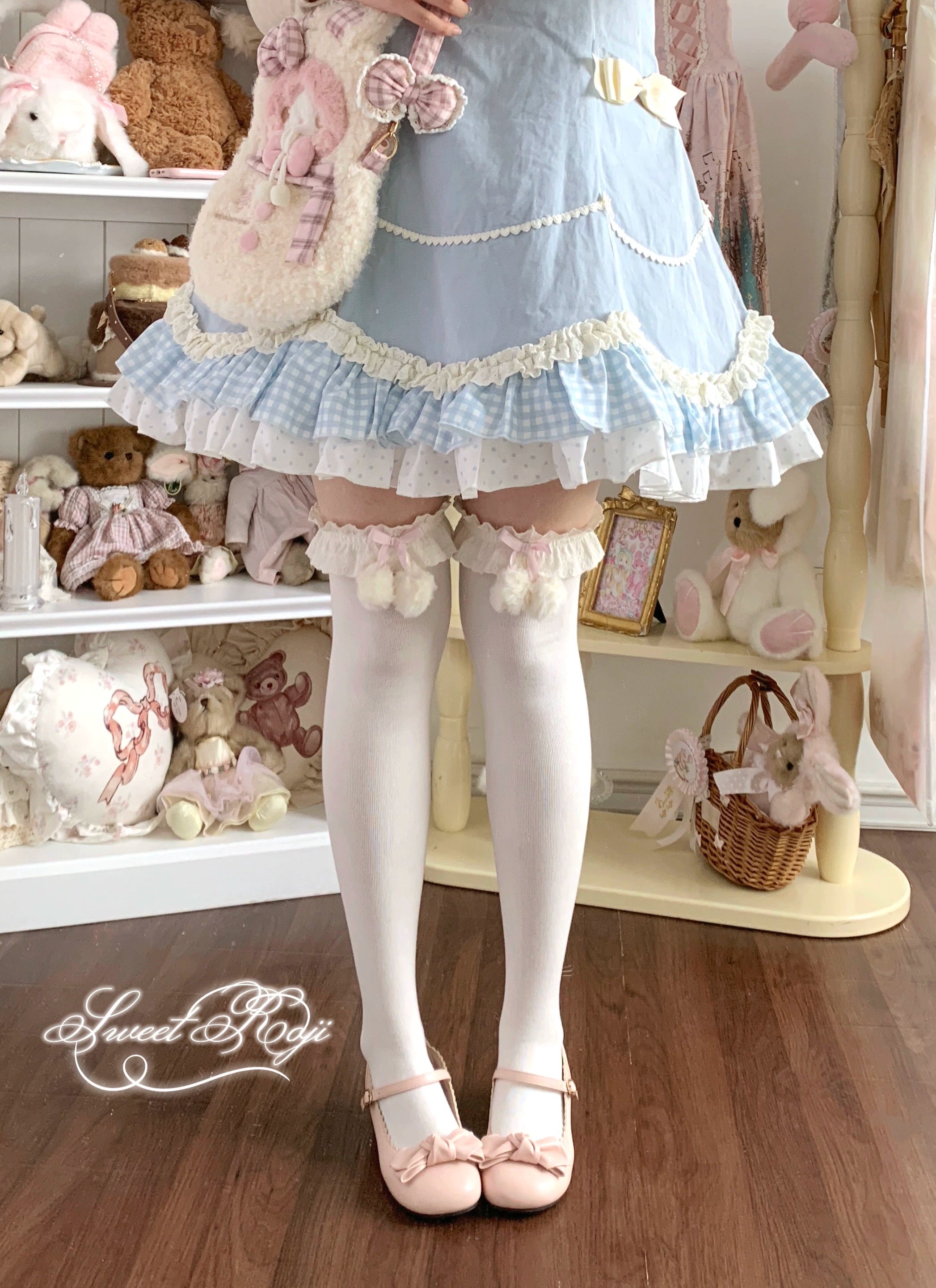 Roji Roji - Lolita Calf & Over-Knee Socks, Pom-Pom Accents 44347:804975