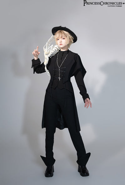 Princess Chronicles~Yan Ye~Ouji Lolita Irregular Hem Black Shirt   