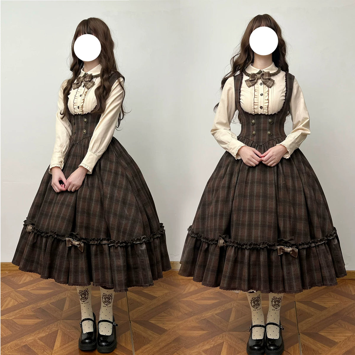 Sandwich Chocolate - Winter Classic Lolita Plaid Bust-supporting JSK & Coat Set 45903:867168