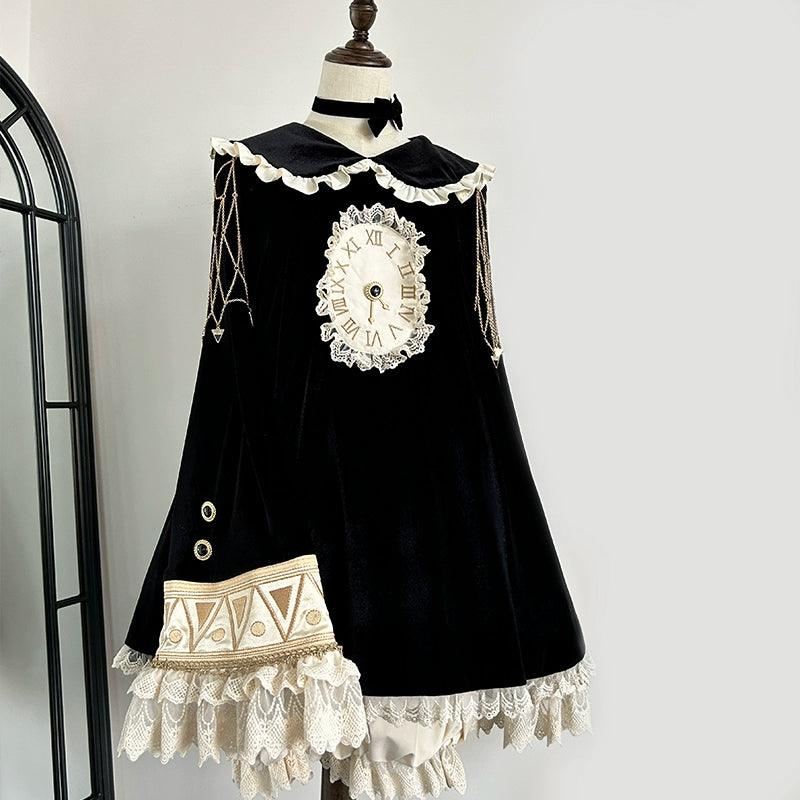 LizBird~Reincarnated Clock~Vintage Lolita OP Dress Set Lolita Bloomers S - OP (with shoulder chain) - A-line version  