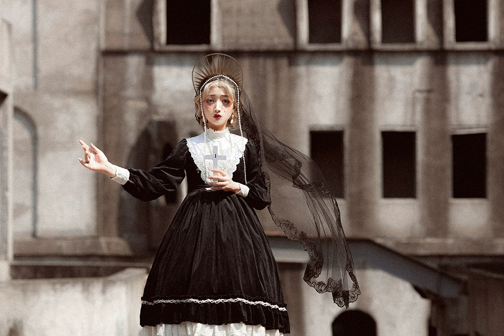 (BFM)Miss Point~Customized Lolita Dress Vintage Elegant Velvet OP Dress 32520:391756