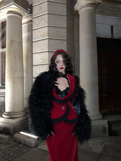 (BFM)BLACKLIST~Poisonous Apple~Christmas Lolita Dress Bungundy Fishtail Skirt Set   