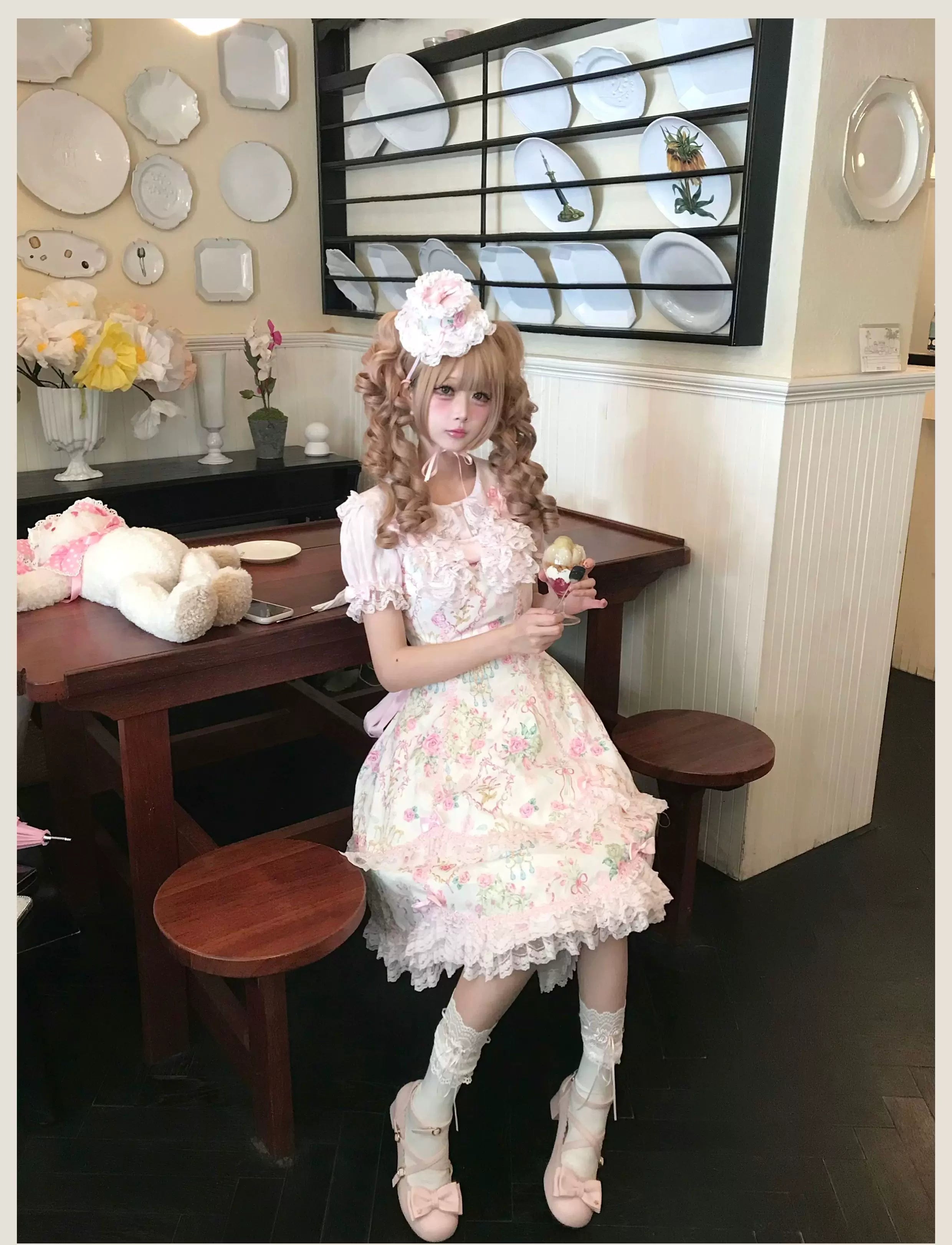 Old School Lolita Peter Pan Collar Blouse with Lace 45504:851201