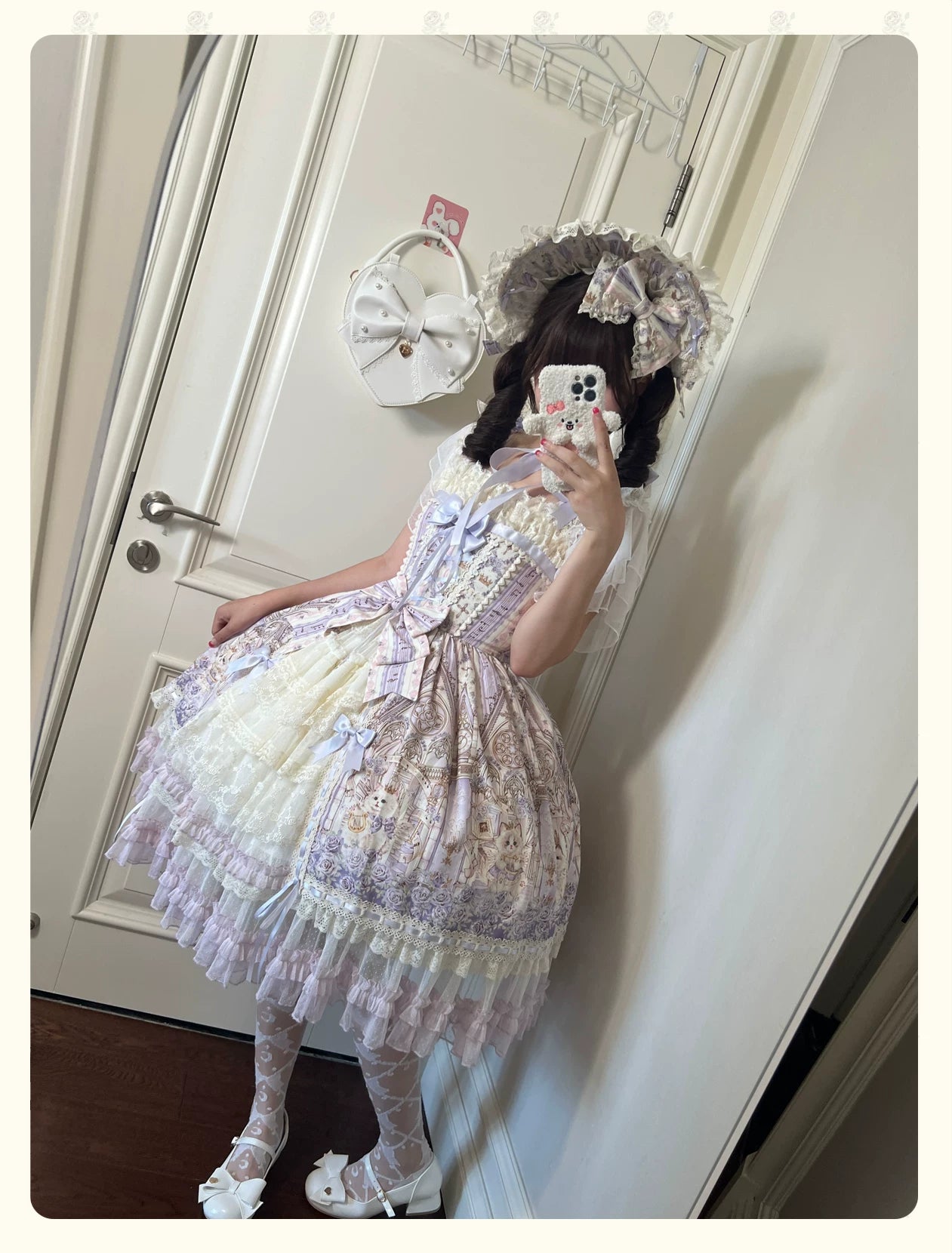 Glass Spire Melody - Cotton Lining Classic Lolita JSK, Cat and Musical Note Print 45586:852924