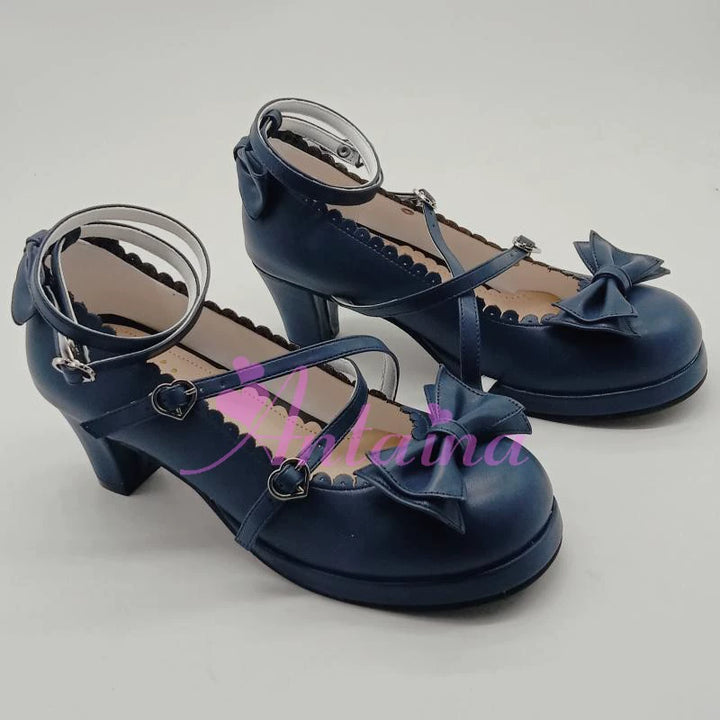 Antaina~Lolita Tea Party Heels Shoes Size 37-40 37定制不退可换码 Ultramarine Mirror [Heel Height 6.3 cm] 
