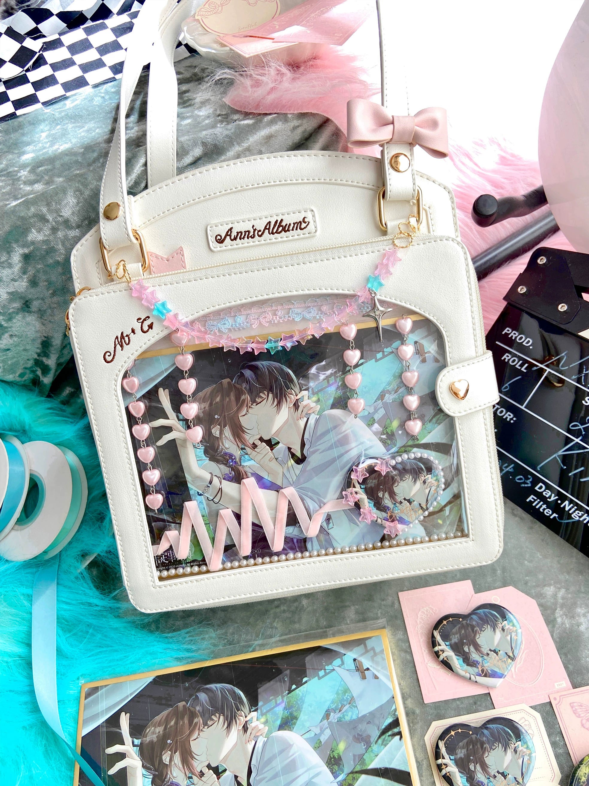 Morning Glory - Kawaii Lolita Checkered Itabag Multicolors white-in stock