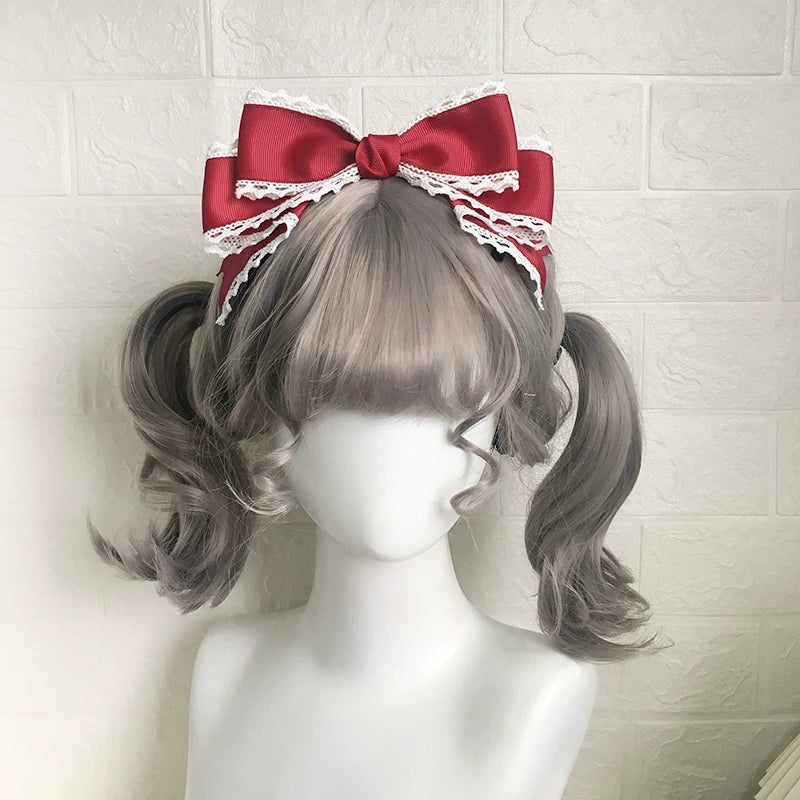 Qingyi Handmade~Sweet Lolita KC Multicolor Bow Lolita Headwear Wine red  