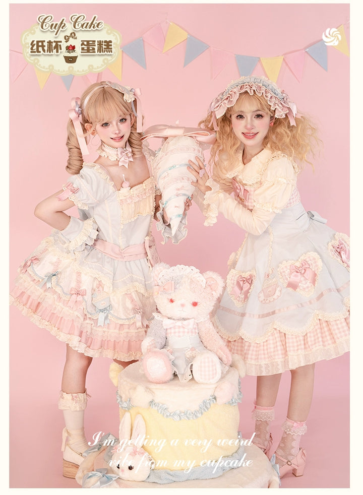 Mademoiselle Pearl~Cup Cake~Sweet Lolita OP Dress Kawaii Lolita JSK SK   