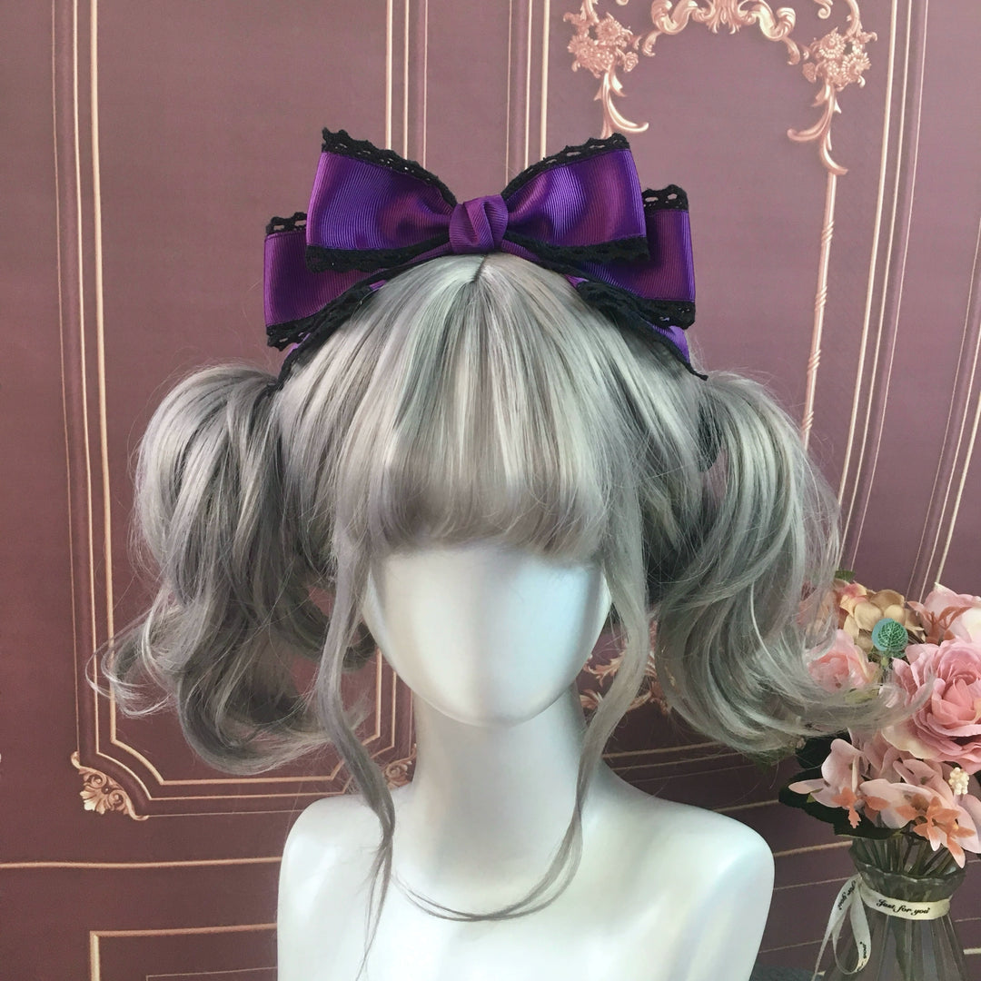 Qingyi Handmade~Sweet Lolita KC Multicolor Bow Lolita Headwear Grape purple  