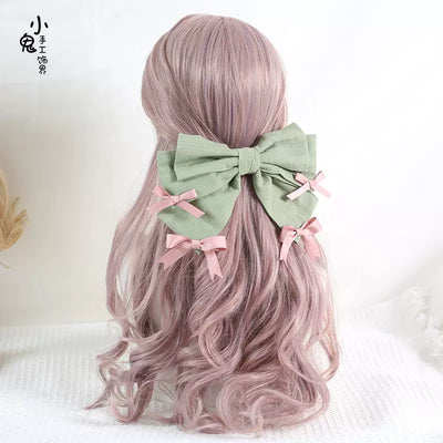 Xiaogui~Four O'clock Flower~Cotton Doll-like Lolita Headdress grass pink spring clip (10cm 2 pieces)  