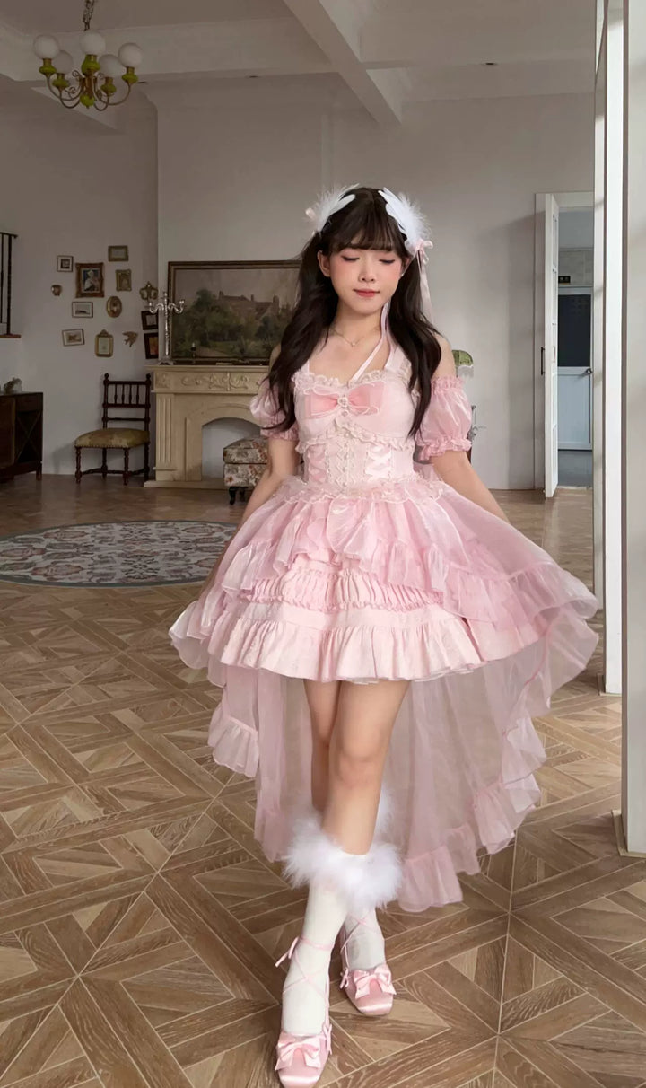 (BFM)Sugar Girl~Rose Tale~Sweet Lolita JSK Summer Lolita Suspender Dress S Pink JSK 