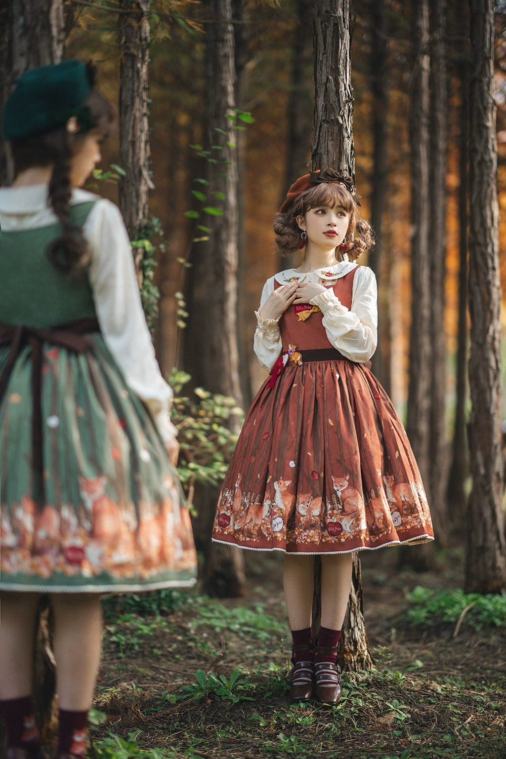 (BFM)Miss Point~Fat Fox in the Forest~Kawaii Lolita JSK Fairy Tale Forest Style Vest Dress   