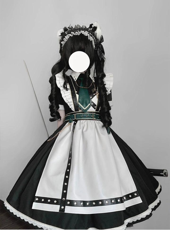 Forest Fluorescent Carps~Girl's Weapon~Military-Inspired Maid Lolita OP Suit
