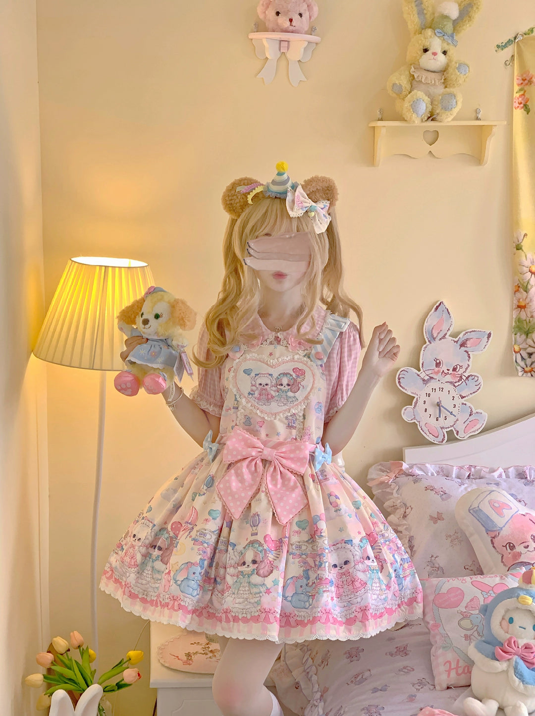 (Buyforme)DreamWhale~Puppy Parks~Sweet Lolita Kawaii Puppy Lolita Salopette S light yellow