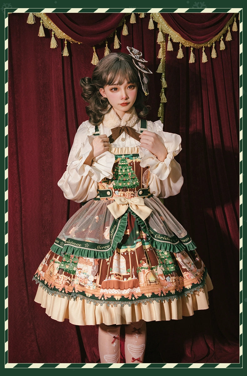 YingLuoFu~Christmas Tale~Christmas Sweet Lolita Salopette Daily Lolita Dress   