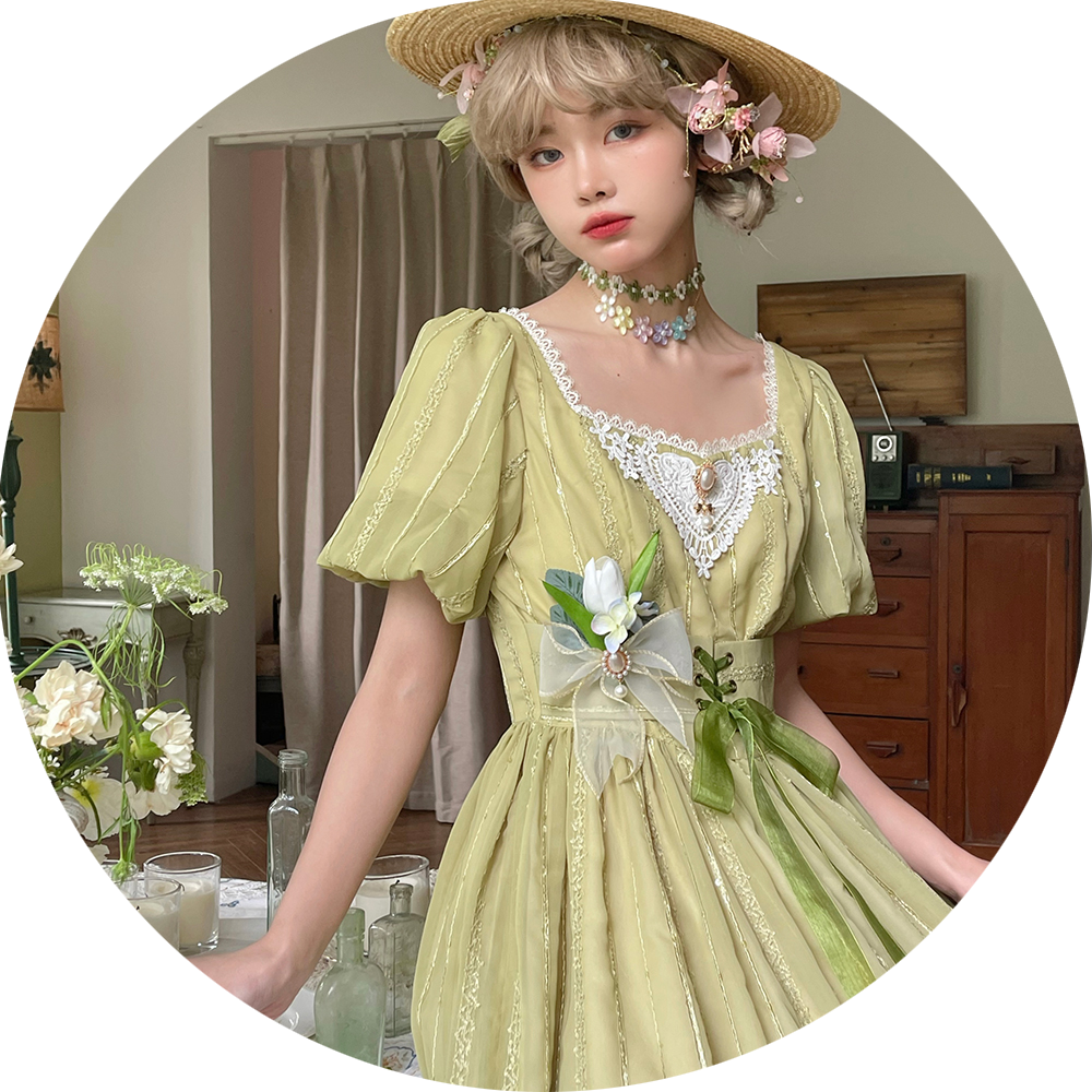 Miss Point~Tulip~Classic Lolita OP Dress Short Sleeve Dress Multicolors 19622:405514