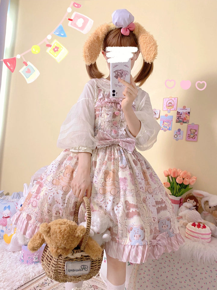 Akiyama Future Studio~Kawaii Little Bear Lolita Salopette Daily Lolita JSK