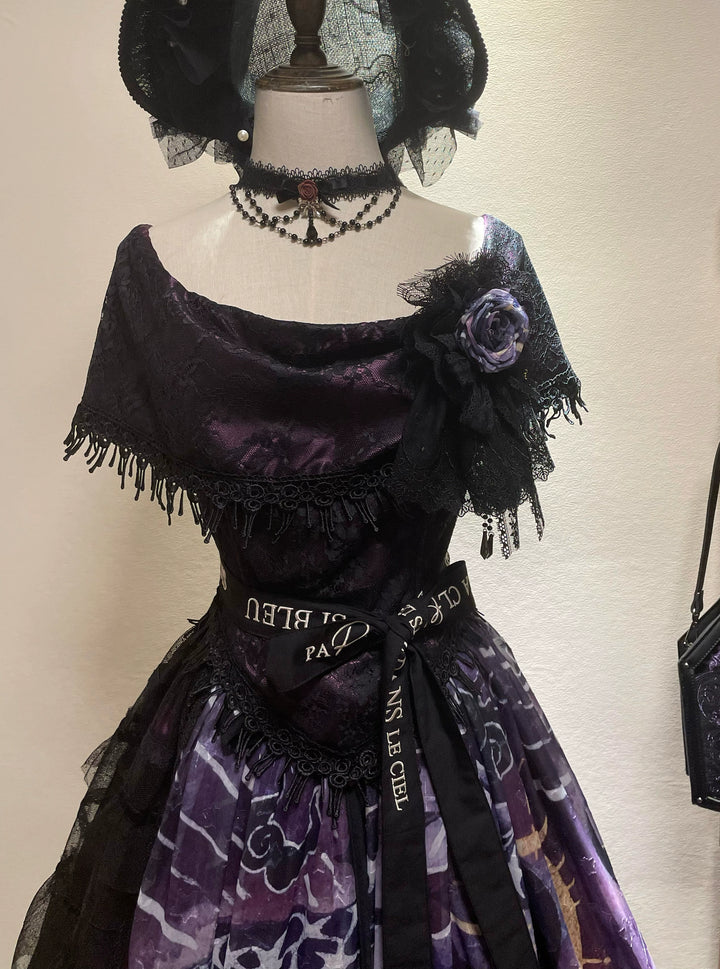 Krncrlo~Laocoon~Gothic Lolita SK Suit With Purple Snake & Apple Print 43289:772503