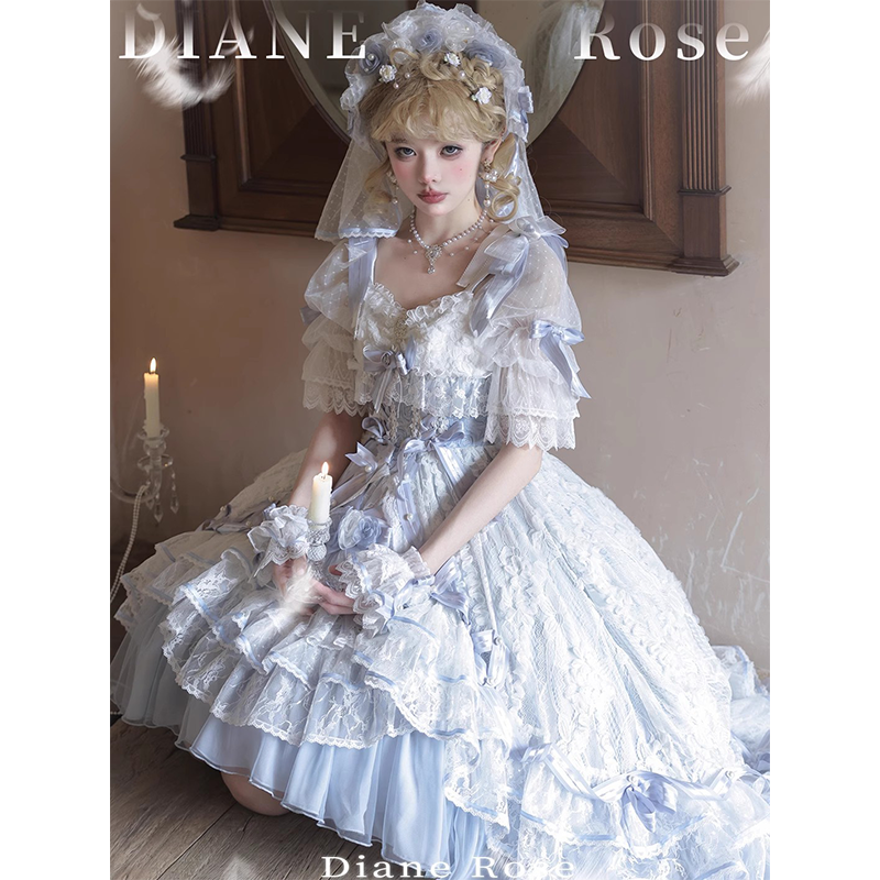 MieYe - Diana Rose - Bridal Lolita Dress Short Wedding OP with Accessories 41638:708696