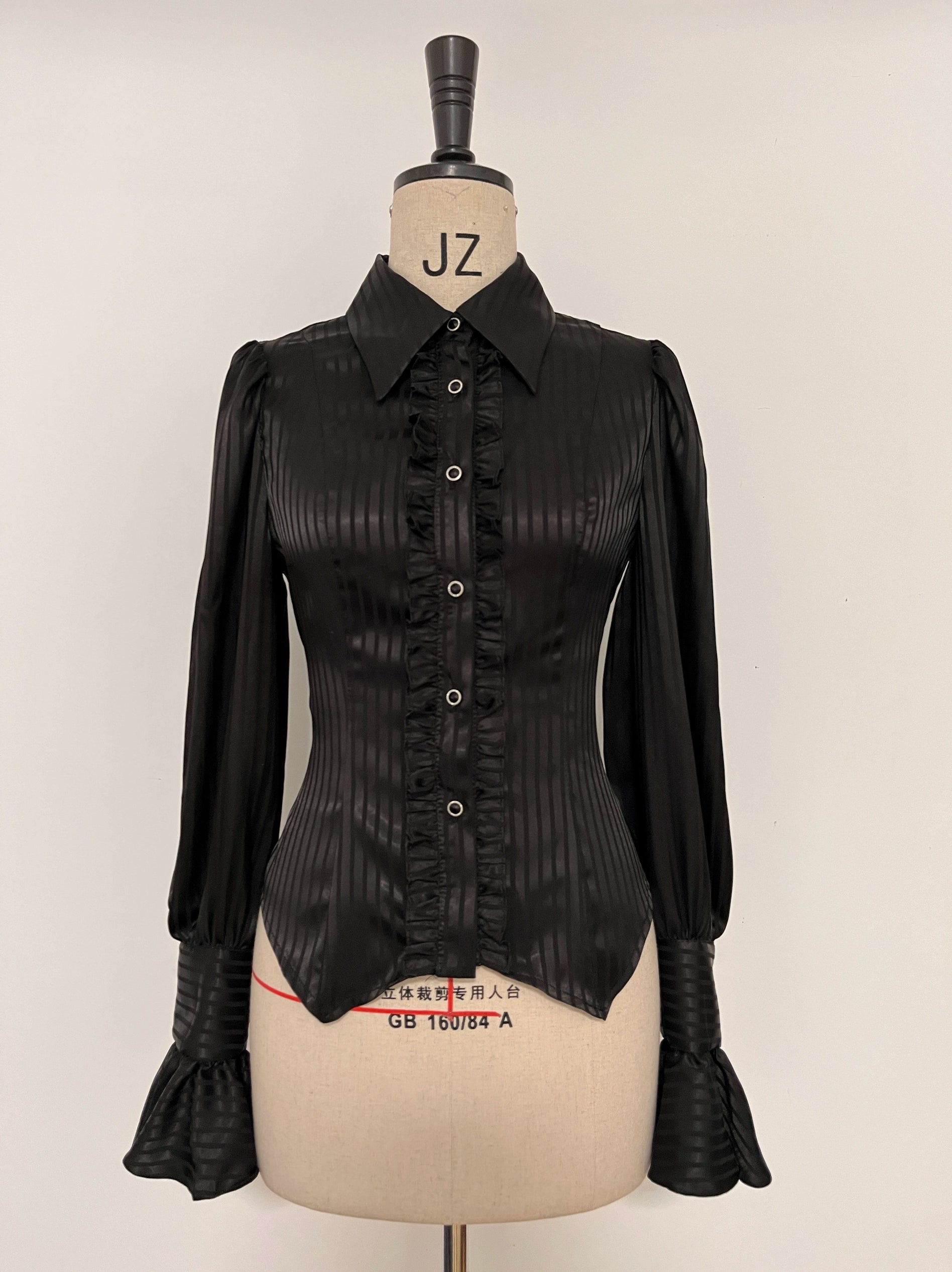 Gazing Galactic - Moonstone - Elegant Ouji Lolita Shirt Lolita Blouse Mutton Sleeve S Black