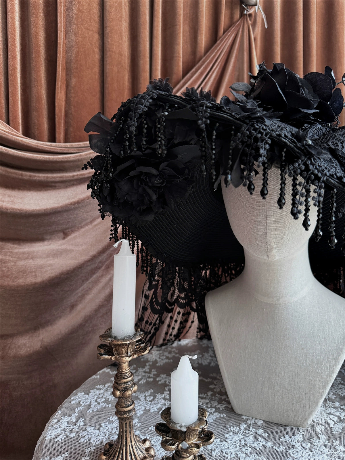 Muppet Mind Ben - Gothic Lolita Widow Hat, Lace Head Veil