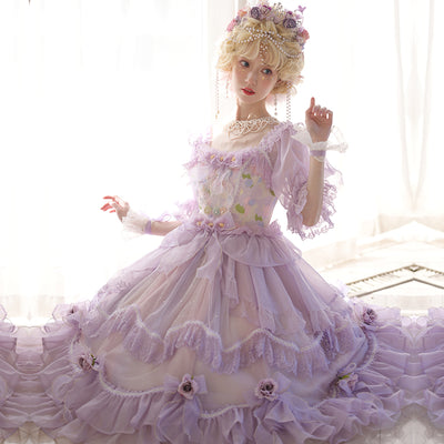 Cat Fairy~Miss Molly~Wedding Lolita Short Sleeved Chiffon OP   
