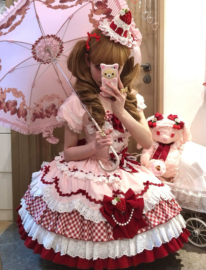 Sakurahime~Berry Sweetheart~Sweet Lolita OP Suit Old School Lolita Dress and Top Hat