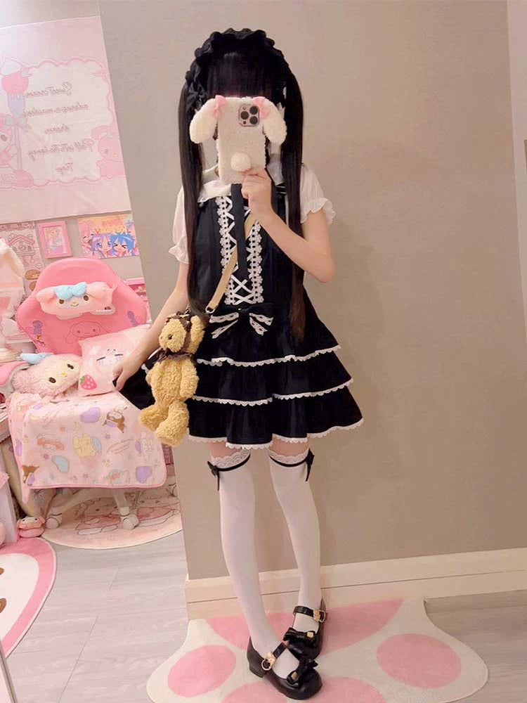 To Alice~Old School Lolita Salopette Suit Tiered Dress