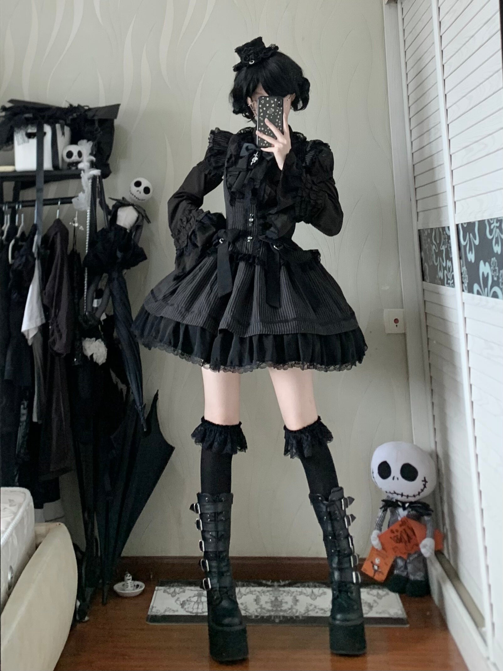 Moon Oath - Gothic Lolita Bust-supporting JSK Dress, Striped Style 44489:811247
