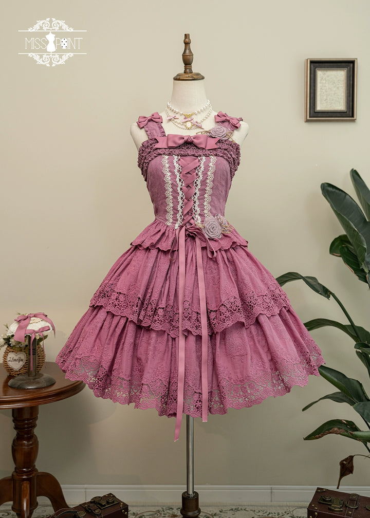 Miss Point~Forest Waltz~Classic Lolita Tiered Skirt Multi-layer Embroidered SK   