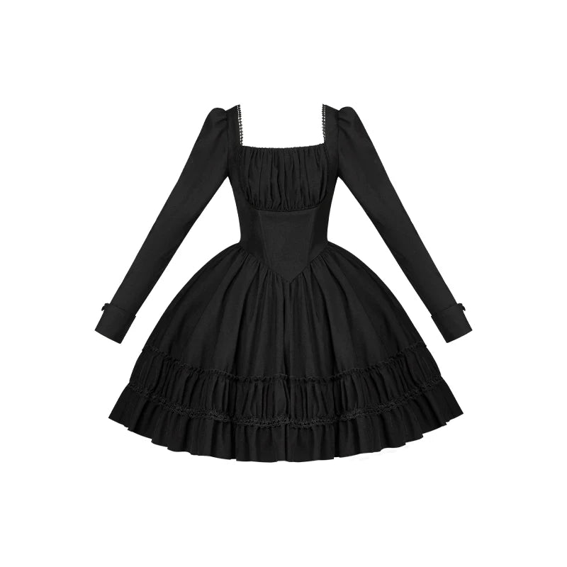 Audrey's Reply - Classic Lolita Square Neck OP, Detachable Embroidered Collar Short OP Only S