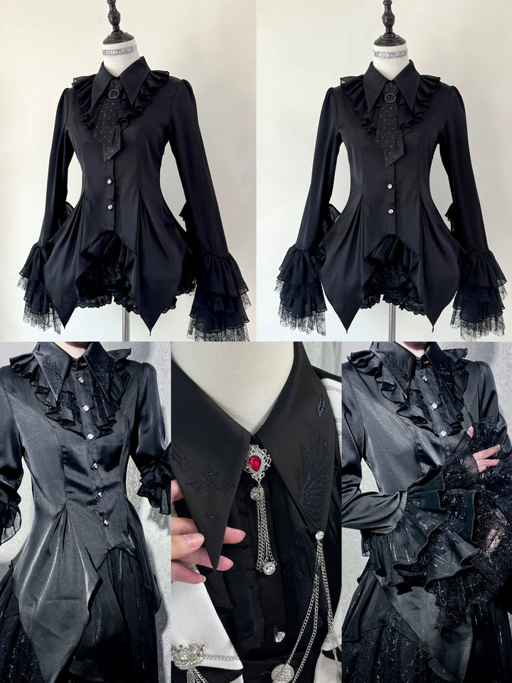 Silent Mars~Raven Crown~Gothic Lolita Suit Shirt Military Coat Skirt and Pants