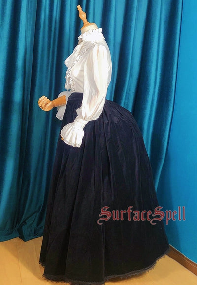 Surface Spell~Gothic Lolita Skirt Velvet Winter Lolita Dress S Black 