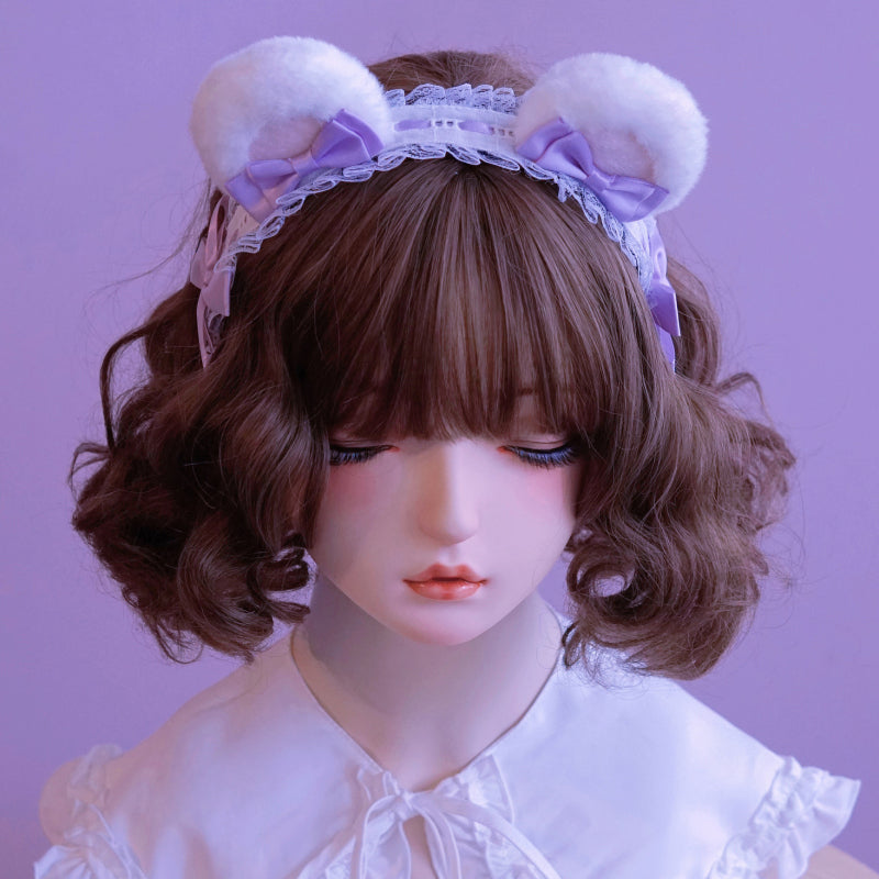 (BFM)Besozealous~Handmade Lolita KC Animal Ear Coffee Hairband 11 Purple Bear KC  