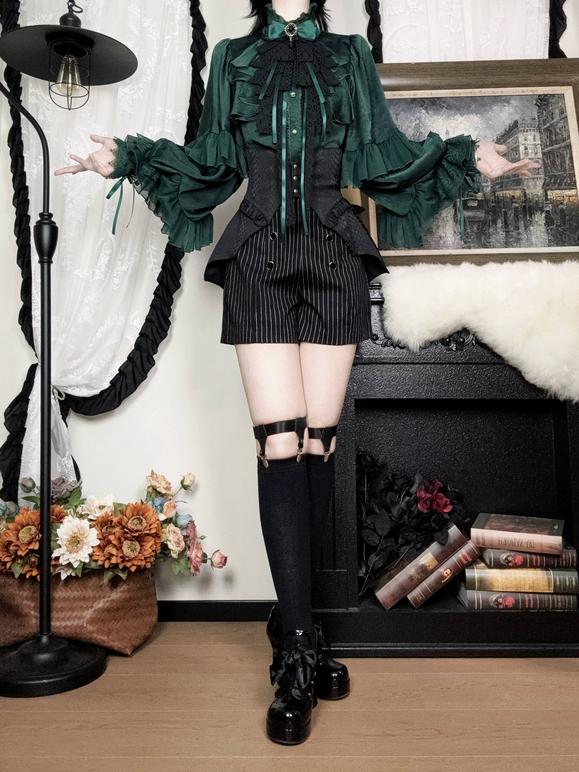 Blue Moon Bone Erosion - Gothic Lolita Waist Cincher, Bat Wing Hem 44453:809549