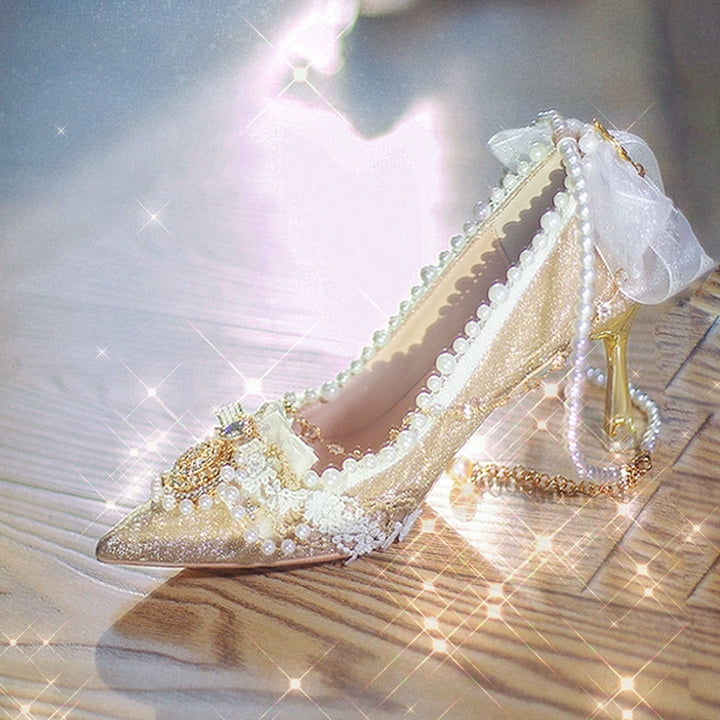 Hexagram~Hera~Wedding Lolita High Heels Gold Glittery Upper Customized   