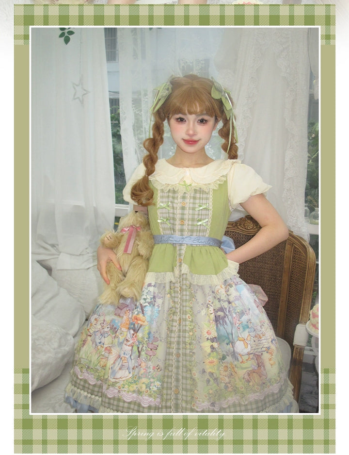 Strawberry Fantasia~Spring In The Air~Sweet Lolita JSK Green Lolita Dress   