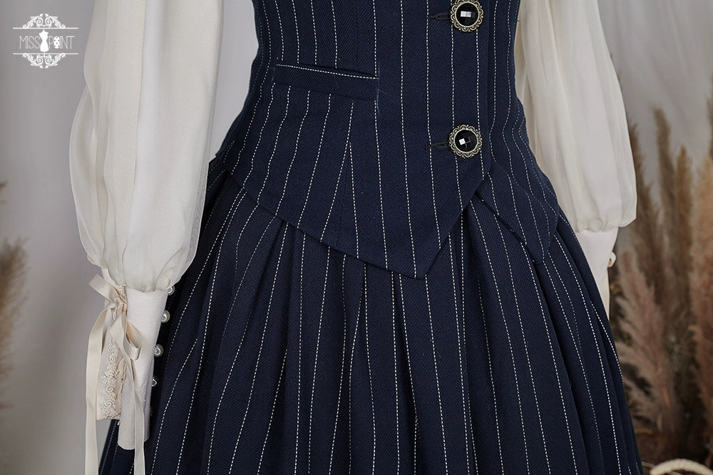 Miss Point~Rose Doll~Elegant Lolita Striped Fishbone Skirt 32524:385136