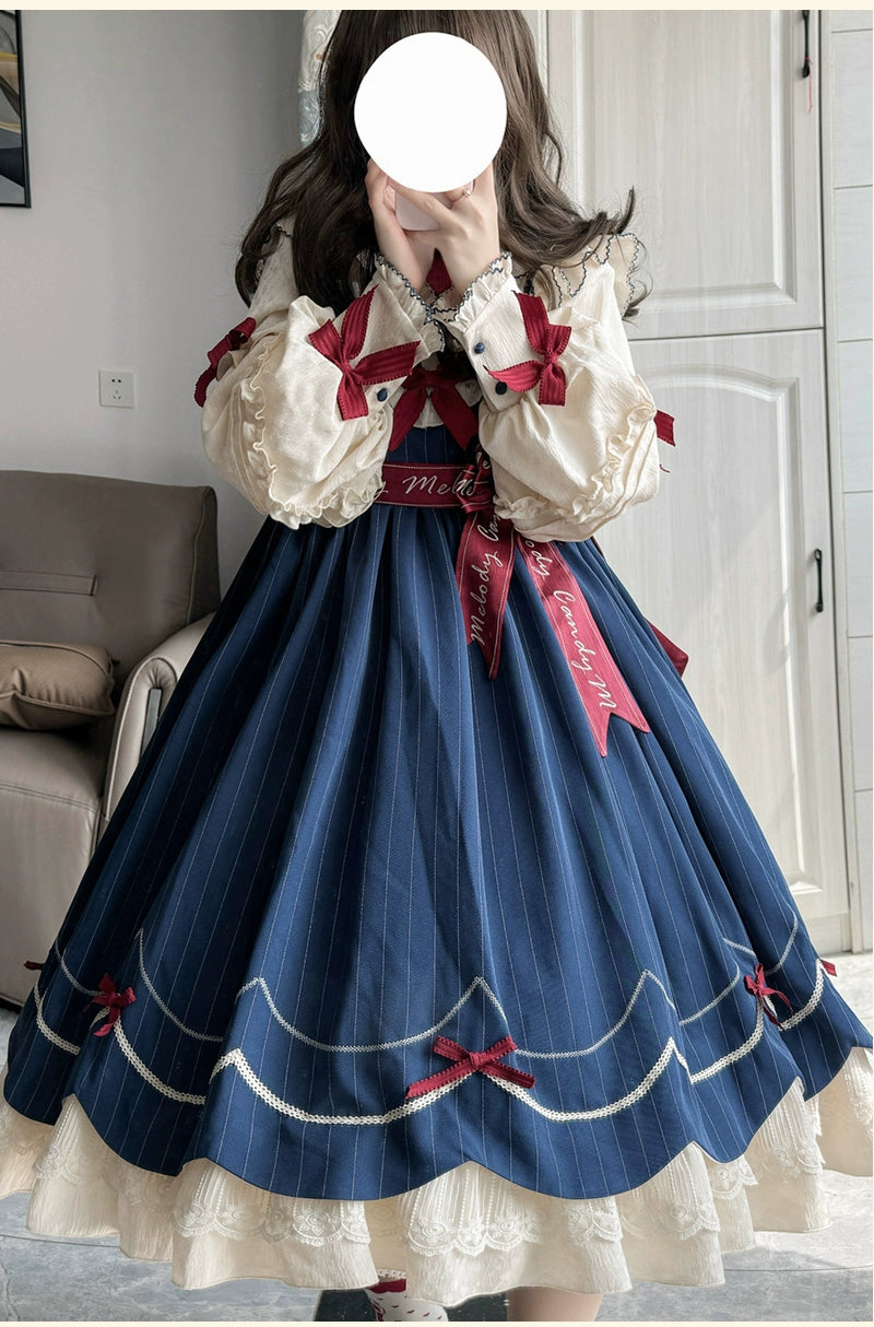 Buling Moon~Sweetheart Puppet~Retro Lolita OP Elegant Daily Lolita Dress   