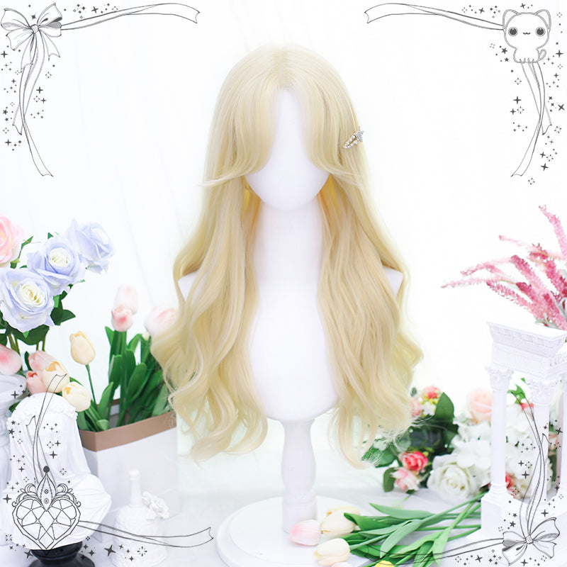 Dalao Home~Crescent~Platinum Natural Lolita Long Curly Wig platinum wig with a hair net  