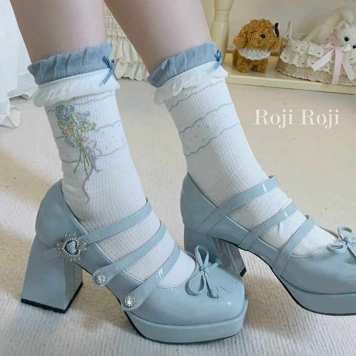 Roji Roji~Spring Floral~Sweet Cotton Lolita Ankle Socks   