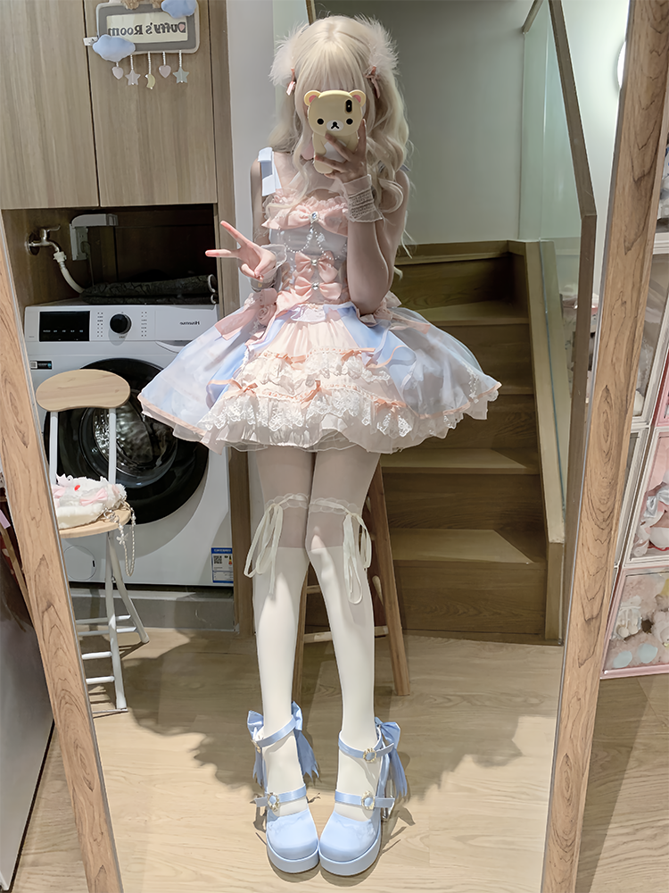 Dreamland - Floating Koi Land - Satin Classic Lolita Platform Shoes, Transparent Heel 44317:804074