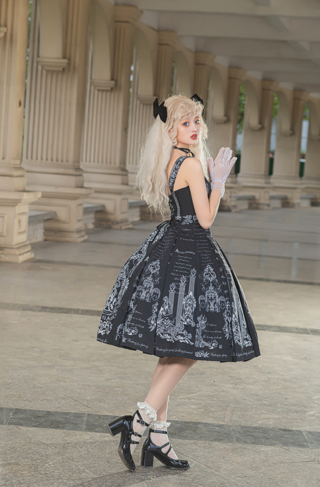 Vault Design~Angel Garden~Elegant Lolita JSK Six-panel Lolita Black Dress