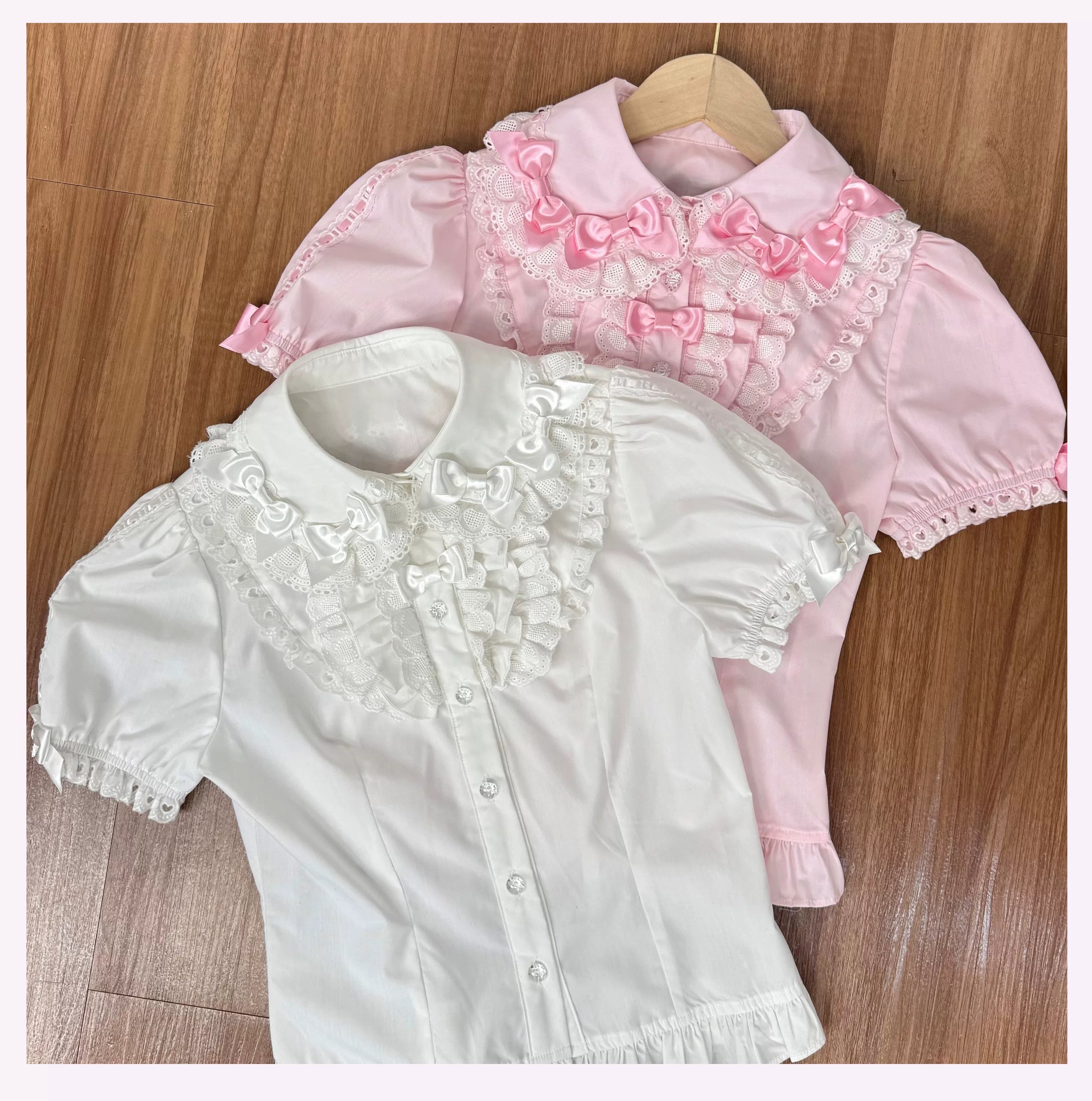 Cotton Old School Lolita Peter Pan Collar Blouse with Bows
