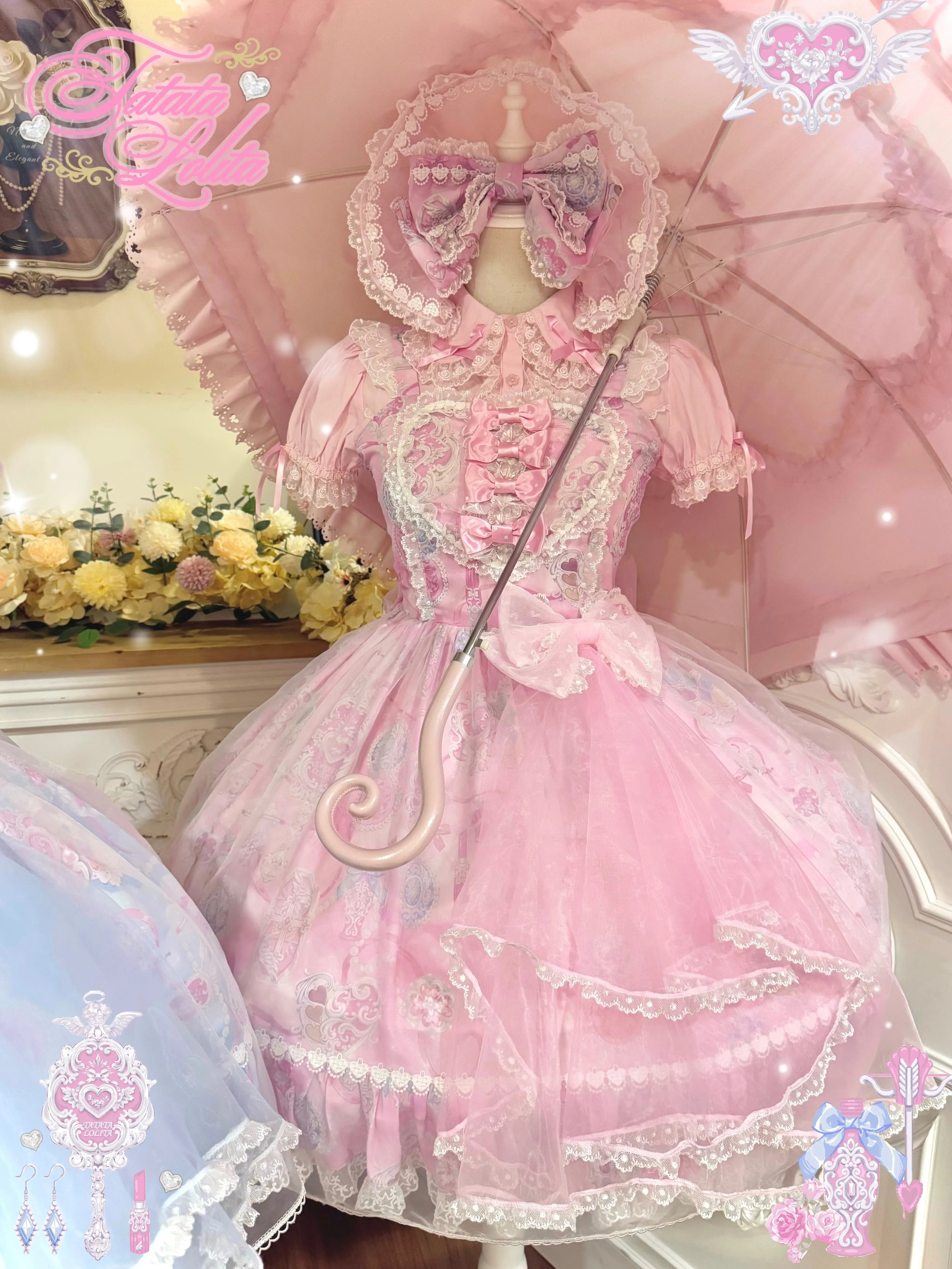 Cotton Lining Old School Lolita JSK Dress, Cosmetic Print 45924:868570