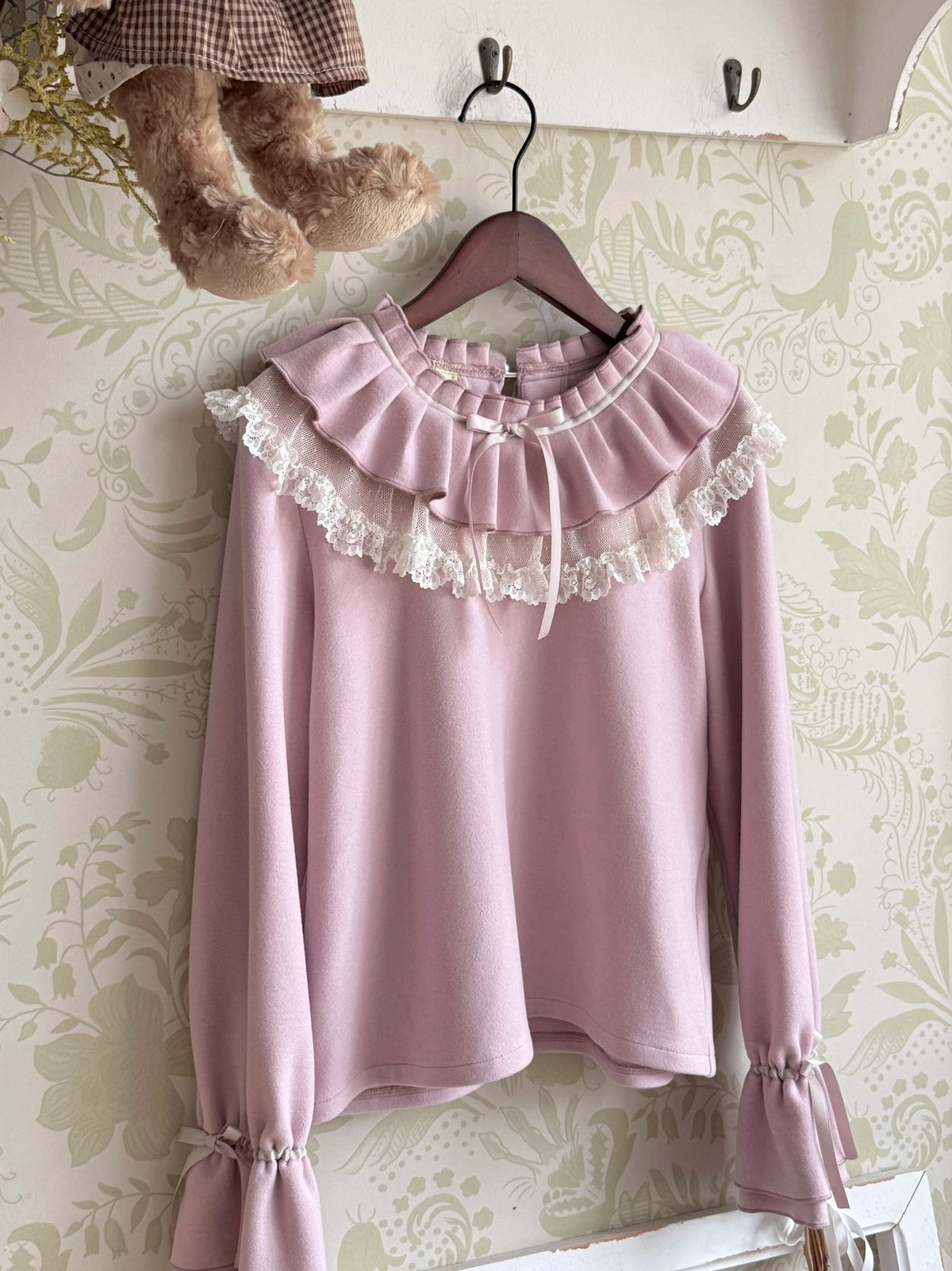 Himawari - Sweet Lolita Long Sleeve Blouse, Tiered Ruffle Collar (Purple / L M S) 45973:869713